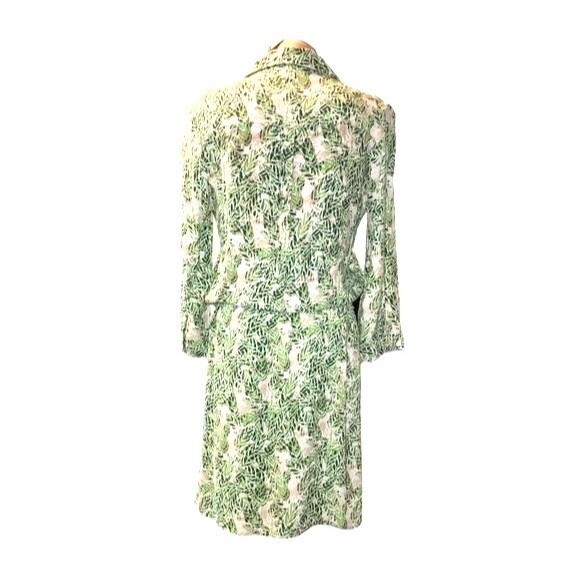 CAbi Tropical Green & Cream Leaf Print Faux Wrap Mini Dress Size S - Picture 4 of 10